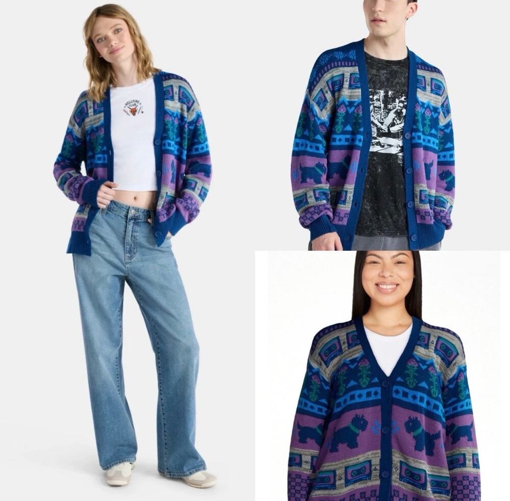 No Boundaries NEW Unisex Netflix Stranger Things Cardigan Sz M Season 5 Slouchy